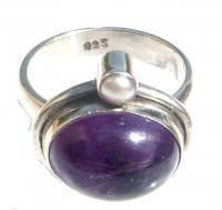 Silberring 925 mit Amethyst mit Sußwasserperle